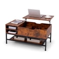 thumbnail image 1 of Gymax Table Basse Relevable avec Compartiment Caché et Tablette de Rangement Amovible Cadre en Métal, 1 of 9