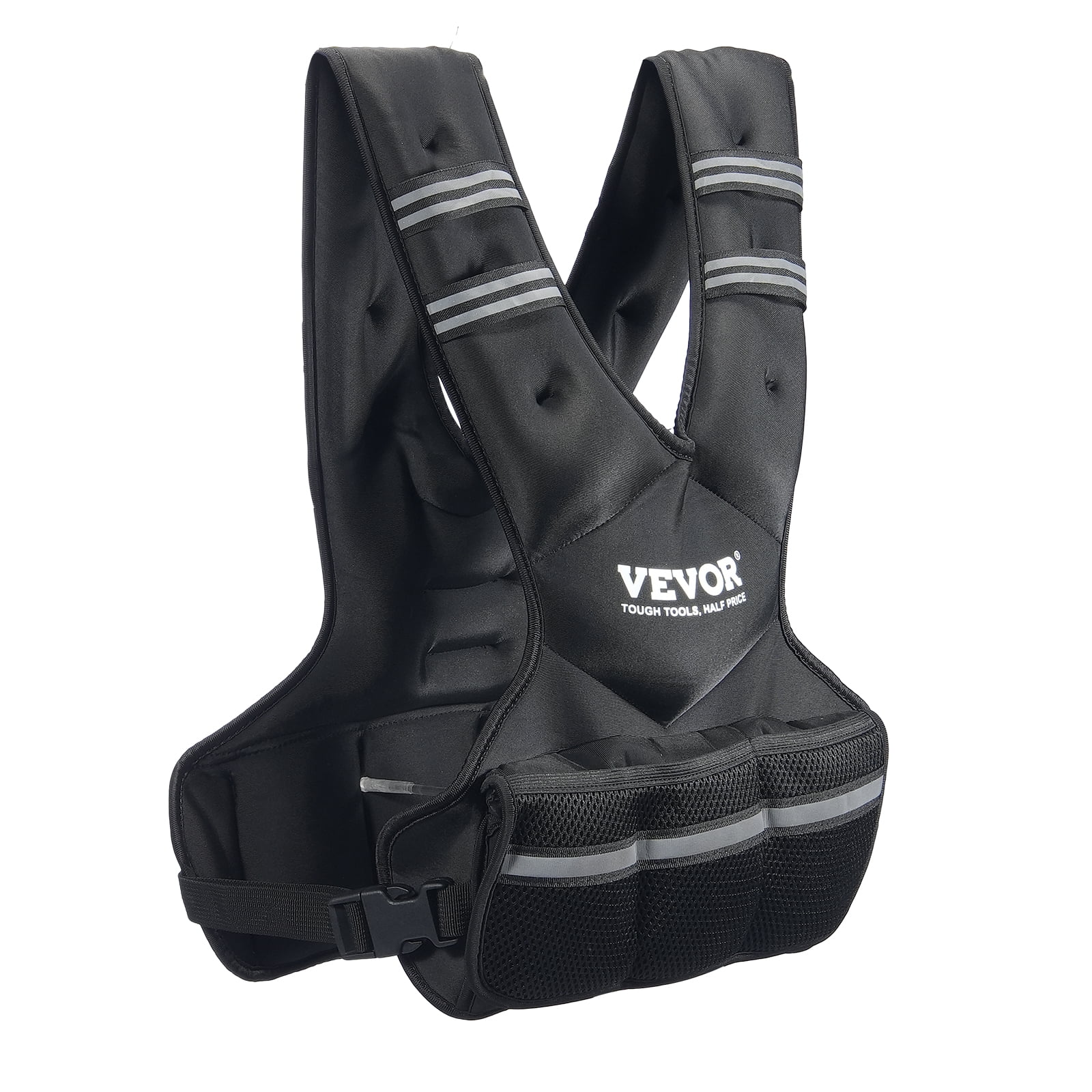 VEVOR Adjustable Weighted Vest, 20-32lb Weight Vest with 6 Ironsand Weights and Reflective Stripe, Body Weight Vest Exercise Set for Men Women, Workout Equipment for Strength Training Running