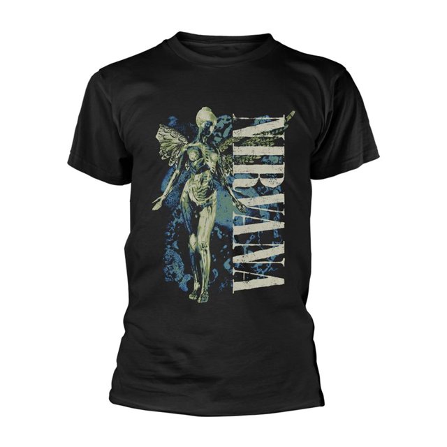 Nirvana - Camiseta Logotipo Vertical para Adultos Unisex (Negro)