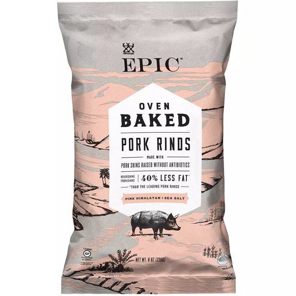 EPIC Pink Himalayan Sea Salt Oven Baked Pork Rinds, Keto Friendly