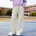 thumbnail image 5 of SDNall Girls Drawstring Wide Leg Sweatpants, Solid Color Elastic Waist Casual Trousers for School Sports, Fall Winter Daily Causal Pants 4-16 Years, 5 of 7