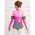 thumbnail image 6 of Mufeng Kids Girls Drum Band Outfits Trapeze Showman Pretend Play Outfit Sparkle Sequins Dance Bodysuit Hot Pink 10, 6 of 7