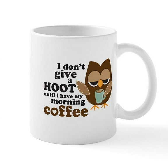 CafePress - Morning Coffee Owl Mugs - 11 oz Ceramic Mug - Novelty Coffee Tea Cup