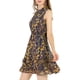 thumbnail image 4 of INSPIRE CHIC Vestidos de gasa para mujer, vestido mini sin mangas con fruncido y estampado floral, talla 3XL, azul marino, 4 of 7