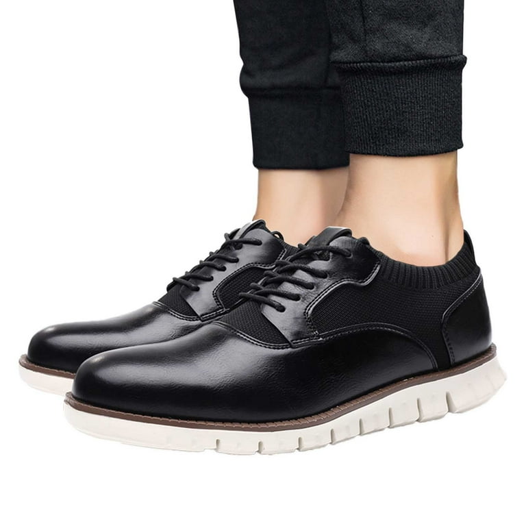 Gubotare Mens Oxford Shoes Men s Dress Shoes Formal Cap Toe Oxford Slip on Lace up Shoes Black 8.5 Walmart