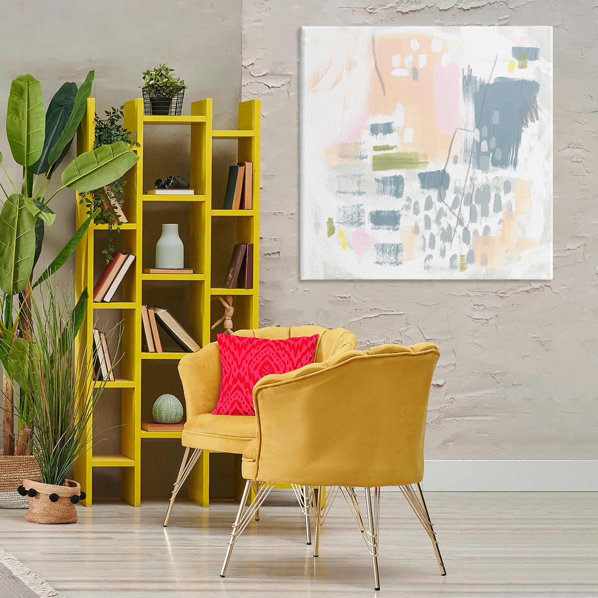 Stupell Industries Organic Soft Patterns Abstract Painting Gallery Wrapped Canvas Art Print Wall Art, 36 x 36