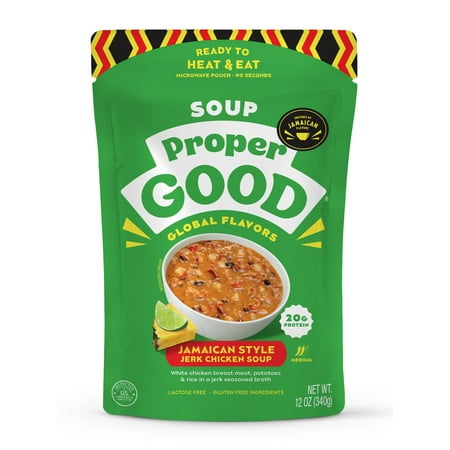 Proper Good Jamaican Style Jerk Chicken Soup Ready to Serve Meal Shelf-Stable 12 oz