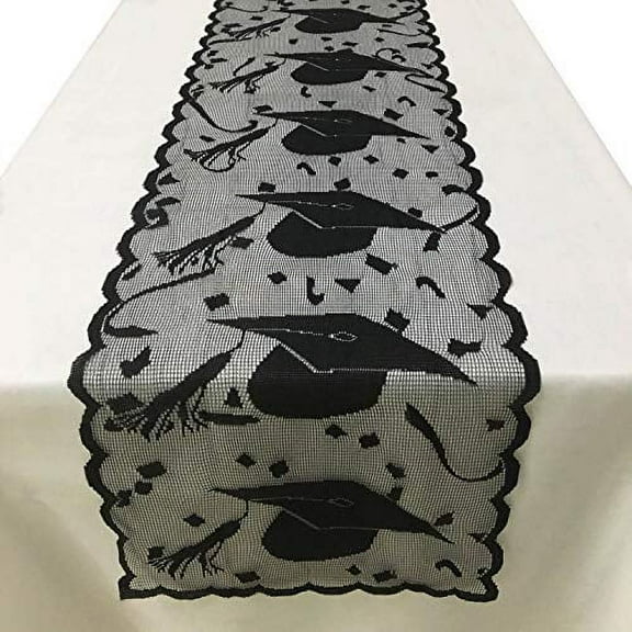 Joysail Graduation Table Runner 72 Inch - Lace Grad Cap Table Runner for Graduation Party Decorations 2021
