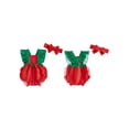 thumbnail image 2 of BemeyourBBs Newborn Baby Girl Summer Clothes Watermelon Outfit Cute Infant Bubble Romper Ruffle Fly Sleeve Bodysuit with Bowknot Headband, 2 of 9