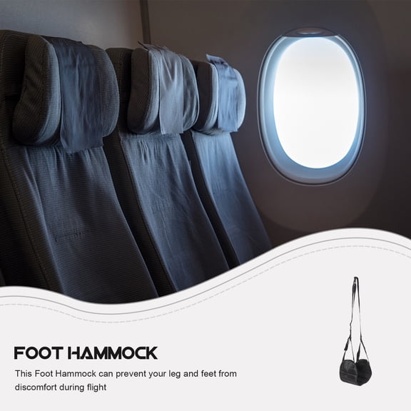 NICEXMAS Adjustable Black Airplane Footrest Hammock for Travel Comfort, Portable Foot Sling for Flights and