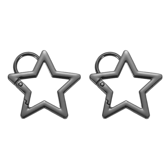 Uxcell 42mm Star Shaped Spring Snap Keychain Clip Trigger Keychain with Key Chain Rings Black 2 Pack