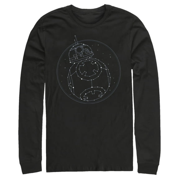 Men's Star Wars: The Rise of Skywalker BB-8 Starry Constellation Long Sleeve Shirt Black 2X Large