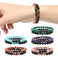 thumbnail image 1 of Cheers US 2Pcs Men Women Lava Rock Chakras Aromatherapy Essential Oil Diffuser Bracelet Braided Rope Natural Stone Yoga Beads Bracelet Bangle, 1 of 2