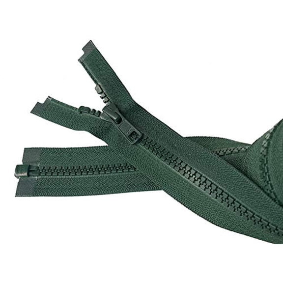 YKK #5 Molded Vislon Hemlock Green Medium Weight Jacket Separating Zipper - Choose Your Length - Color: Hemlock Green #890 - Made in The United States (1 Zipper Per Pack)