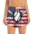 thumbnail image 2 of KLL Vintage Baseball American Flag Pattern Shorts Women,Athletic Shorts High Waisted Running Shorts Pocket Sporty Short Gym Elastic Workout Shorts-Large, 2 of 7