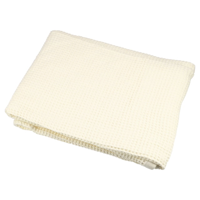 Toalla de baño de algodón Unique Bargains con patrón de tejido tipo gofre Beige 140x70cm