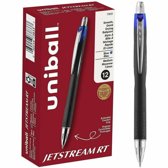 uniball Jetstream RT Retractable Ballpoint Pen, Medium Point (1.0mm), Blue