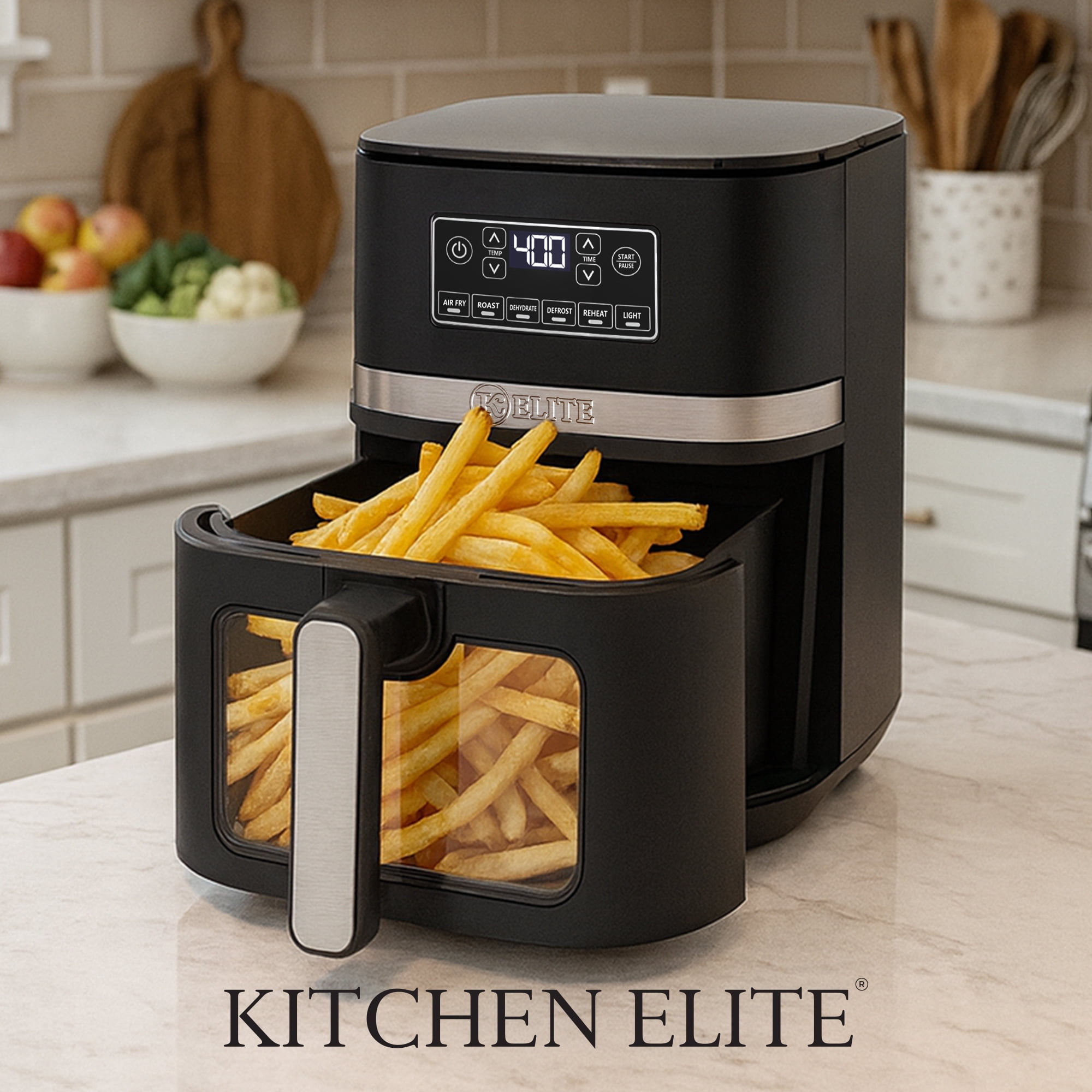 Kitchen Elite 5 Qt Large Digital Air Fryer, Kitchen Countertop Nonstick Basket Oven, Black