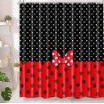 thumbnail image 2 of Cute Cartoon Shower Curtain Black and Red Bow Children Cartoons Kids Shower Curtain Sets Waterproof Polyester Fabric Bathroom Curtains with 12 Hooks, 72 x 72 Inches, 2 of 6