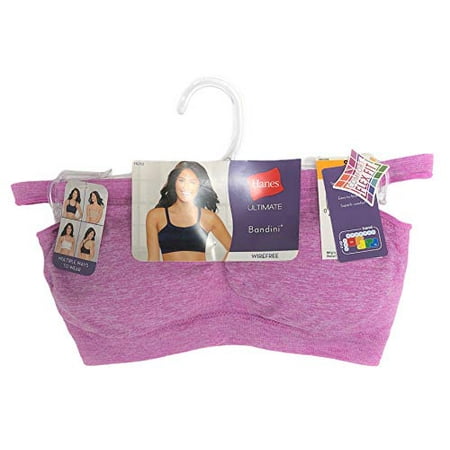 Hanes - Hanes Women's Ultimate Bandini Multi-Way Wirefree Bra (Raspberry Heather, Small