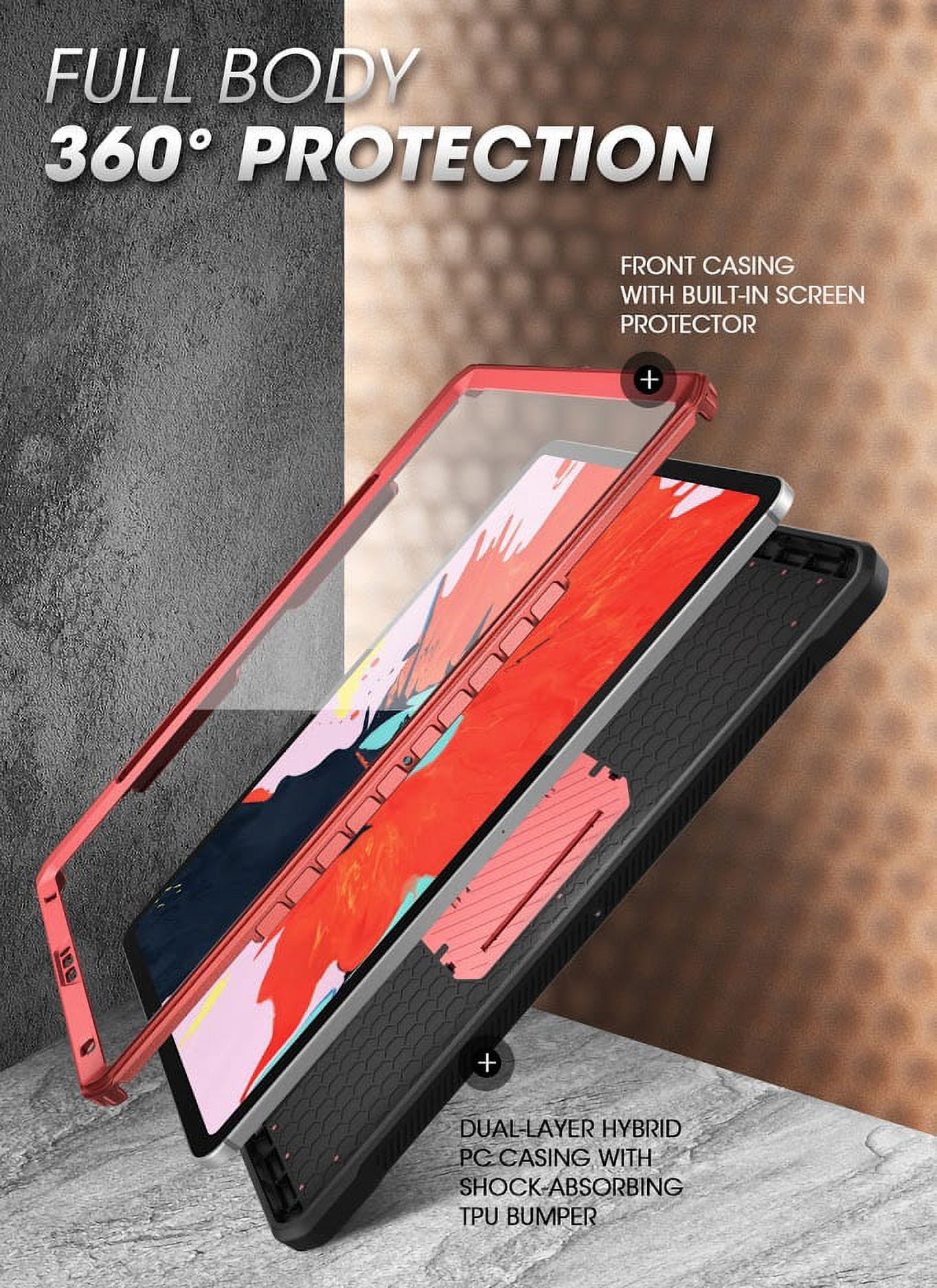 SUPCASE UB Pro Series Case for iPad Pro 11 2020, Support Apple Pencil Charging with Built-in Screen Protector Full-Body Rugged Kickstand Protective Case for iPad Pro 11 inch 2020 Release (Ruddy)