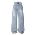 thumbnail image 4 of QNANSPI Jeans for Teen Girls, Kids Wide Leg Jeans, Big Kids Girls Ripped Distressed Jeans Loose Casual Straight Wide Leg Denim Pants 5-15 Years, 4 of 4