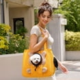 thumbnail image 5 of Pet Carrier, Canvas Shoulder Tote Bag for Small Dogs & Cat, 3D Plush Character Head-Out Shoulder Handbag, Portable Puppy Carry Purse for Walking Shopping Travel, Bear A, 5 of 8