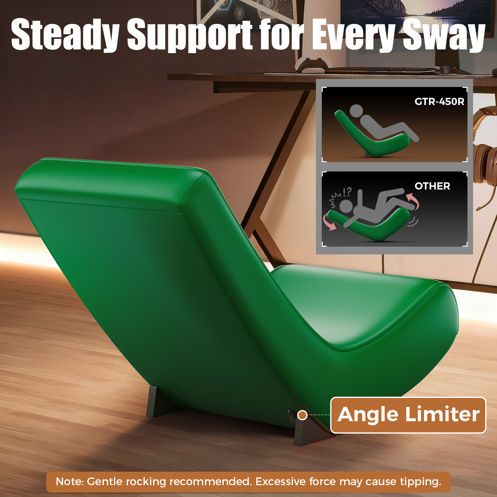 GTPLAYER Floor Rocker Gaming Chair，Green
