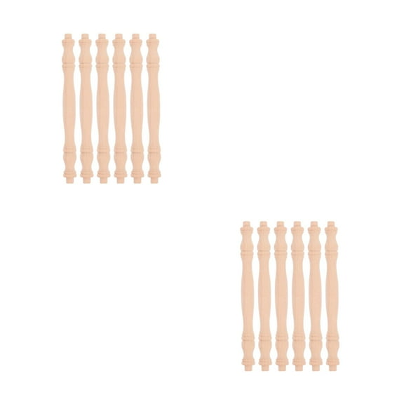 HEMOTON Worgeous 12 pcs Wooden Baluster Spindles Decorative Unfinished Wood Spindles for DIY Craft Furniture Home Decor and Woodworking Decoration