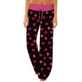 thumbnail image 2 of Women's Pajama Pants Sleepwear, Casual Drawstring Elastic Waist Pants, Comfy Straight Yoga Loose Trousers with Love Print,Wine,2XL, 2 of 7