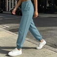 thumbnail image 6 of AherBiu Jogging Pants for Women Cinch Bottom Sweatpants Baggy Loose Fitted Elastic Waisted Casual Sweat Pants with Pockets(Medium,Light Blue), 6 of 8