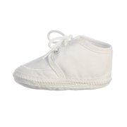 Baby Boy White Cotton Lace Up Christening Bootie 2