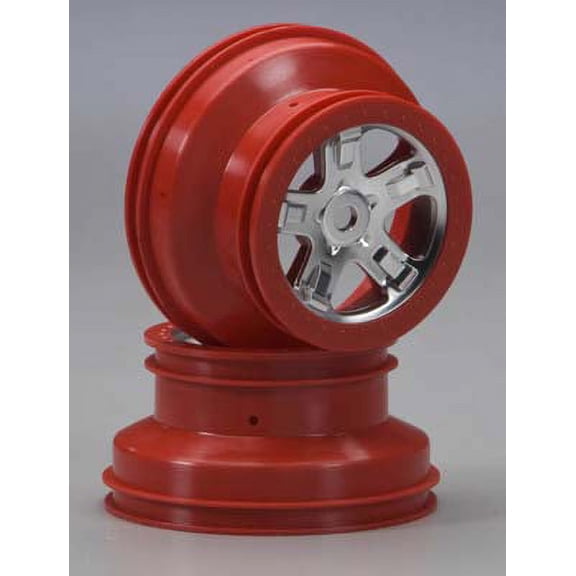 Traxxas Sct Satin Chrome, Red Beadlock-Style Wheels (Pair) 5972A