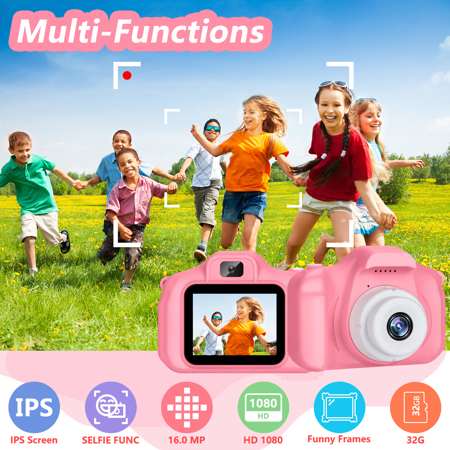 Rirool HD Kids Digital Camera for Girls, Pink photo 4