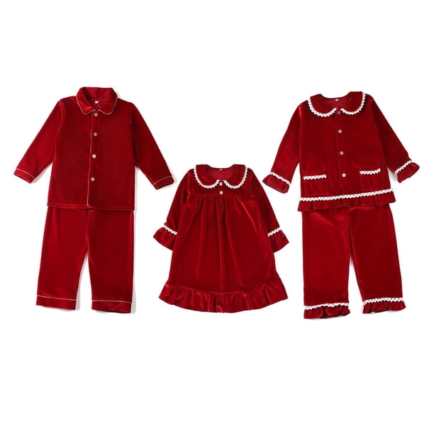 Pijamas de terciopelo a juego para toda la familia, pijamas navideños para madres e hijos, ropa de dormir para bebés, ropa de estar por casa, conjunto de pijamas rojos para niños y niñas