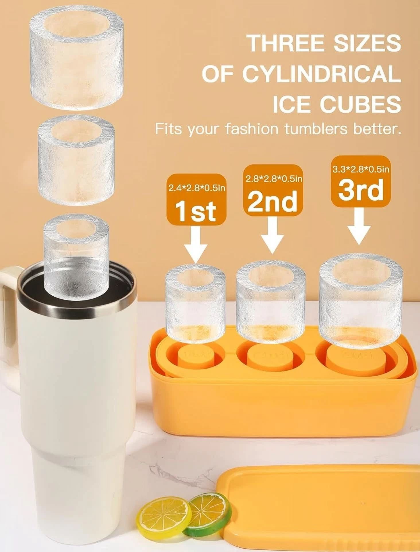 LUOLAX Ice Cube Tray for 30-40 oz Tumbler Cup, Silicone Ice Cube Molds With Lid and Bin