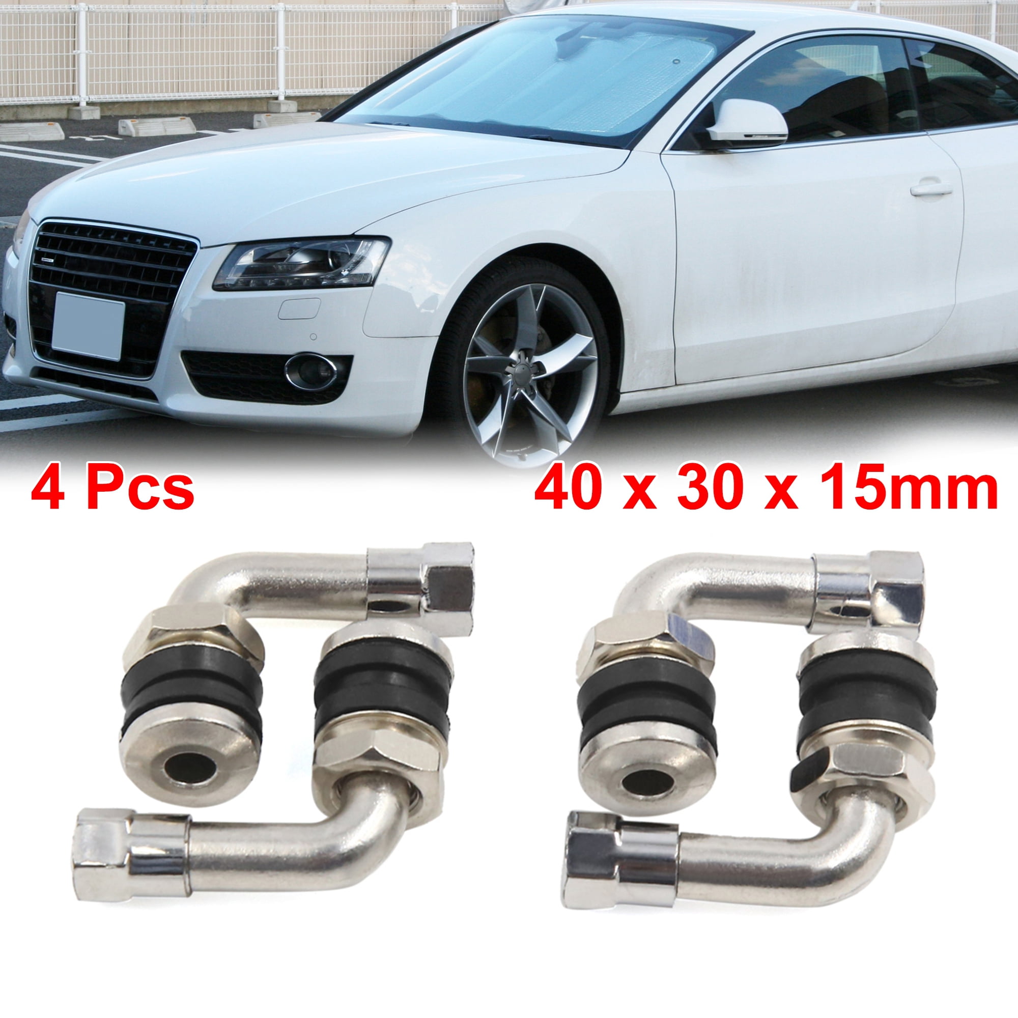 Unique Bargains 4 Pcs 110 Degree Angle Anti-leakage Tire Valve Stem Cap Silver Tone
