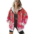 thumbnail image 4 of COEQINE Full Zip Up Women's Hoodie Fashion Oversized Sweatshirts Musical Note and Snowflake Red Print Long Sleeve Casual Wear Soft Jacket Fall Y2K Tops with Pockets, XS, 4 of 7