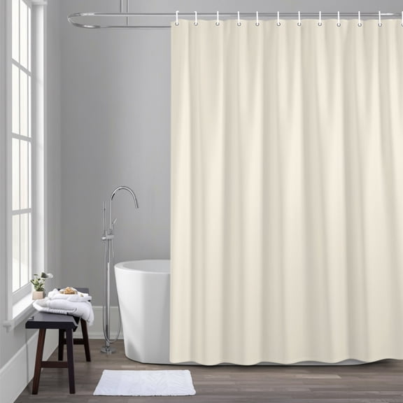 Cream 72x84 Inches Waterproof Shower Curtain, Solid Color Bath Curtain Set with 12 Hooks Washable Shower Curtains for Bathroom Bathtub Decor