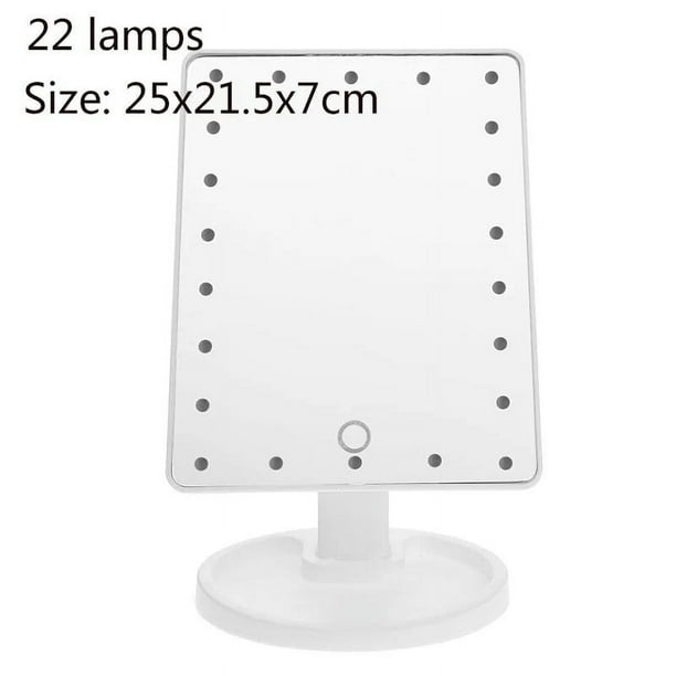 Espejo de maquillaje iluminado, espejo de maquillaje de pantalla táctil LED profesional Espejo de lujo con 16/22 luces LED Espejo de maquillaje de mesa ajustable de 180 grados Adepaton 2020727-2