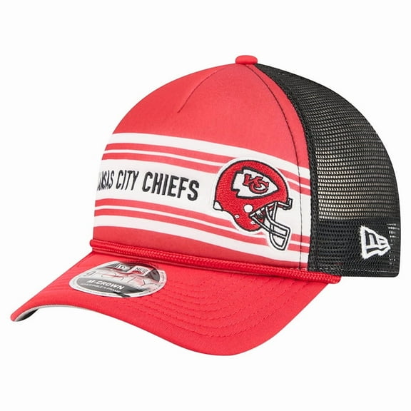 Men's New Era  Red Kansas City Chiefs  Linear A-Frame 9FORTY Adjustable Hat