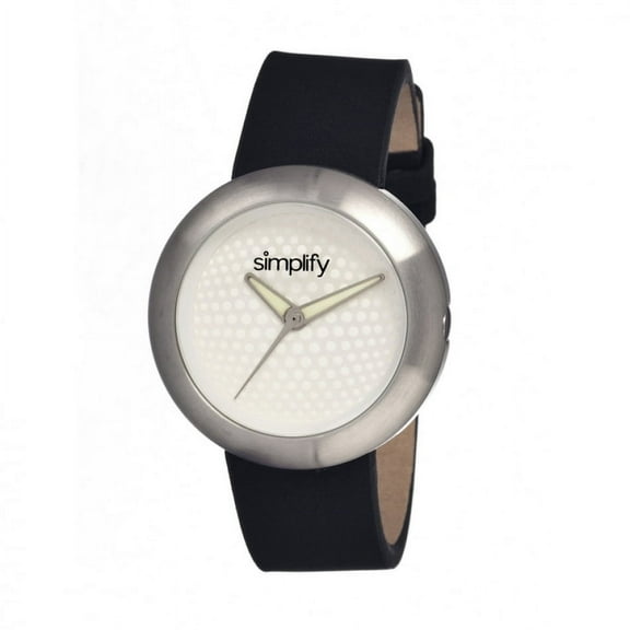Simplify The 1200 Leather-Band Unisex Watch - Silver/White