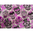 thumbnail image 4 of oneOone Cotton Cambric Fuschia Pink Fabric Floral & Skull Sewing Material Print Fabric By The Yard 42 Inch Wide, 4 of 4