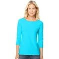 thumbnail image 1 of Hanes Women`s Stretch Cotton Raglan Sleeve Tee, XL, Flying Turquoise, 1 of 5