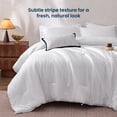 thumbnail image 4 of Sleep Zone Striped Jacquard Bedding Set Full Size, 3 Piece Luxury Ultra Soft Comforter Set, Lightweight Breathable & Durable White Bedding Set, 4 of 13
