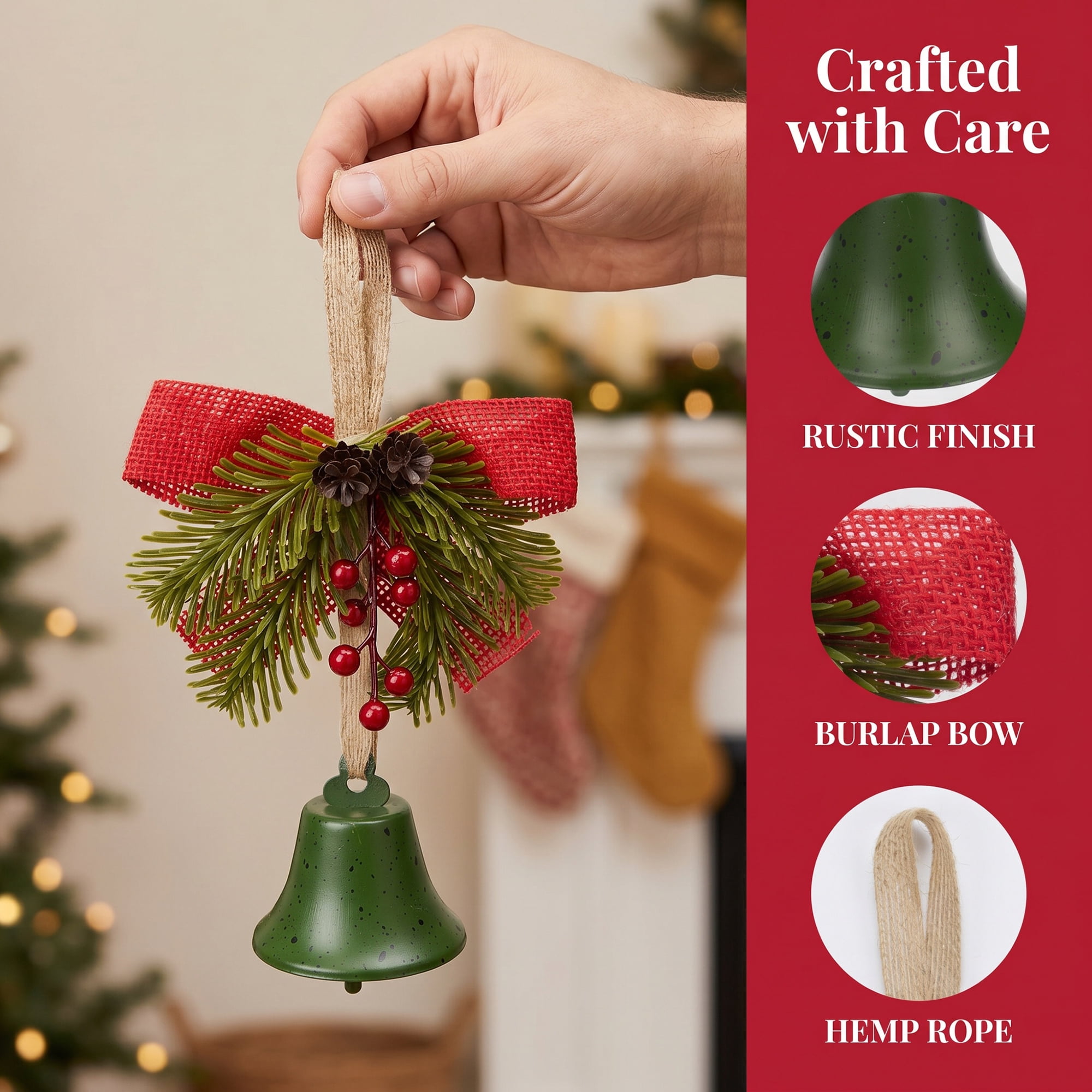 Unique Bargains 2Pcs Hanging Vintage Rustic Iron Decorative Bells Green 2.4" x 2.4" x 6.3"