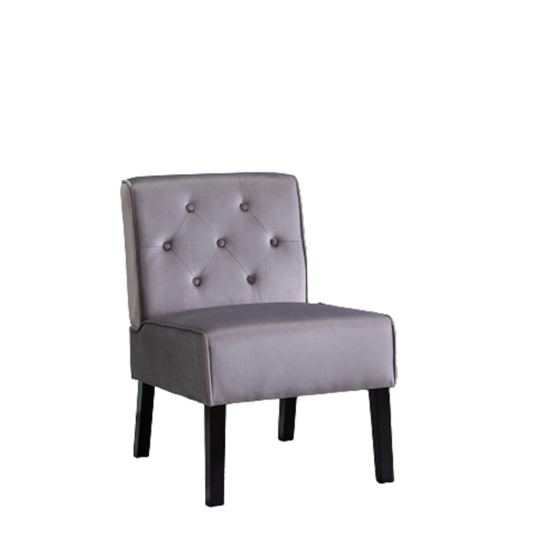 GDF Studio 21" Modern Accent Chairs Set of 2 with Button Tufted Velvet Upholstery, Tapered Wood Legs, Gray