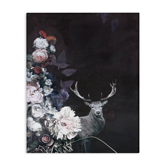 Stupell Industries Cottage Floral Arrangement and Elk Canvas Art, 16 x 20, by Design Fabrikken
