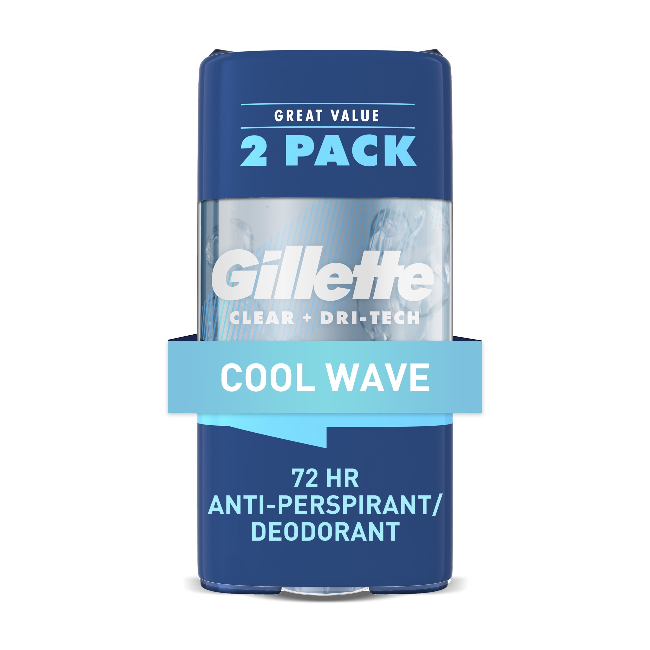 Gillette Clear Gel Antiperspirant Deodorant for Men, Cool Wave, 3.8 oz, Twin Pack