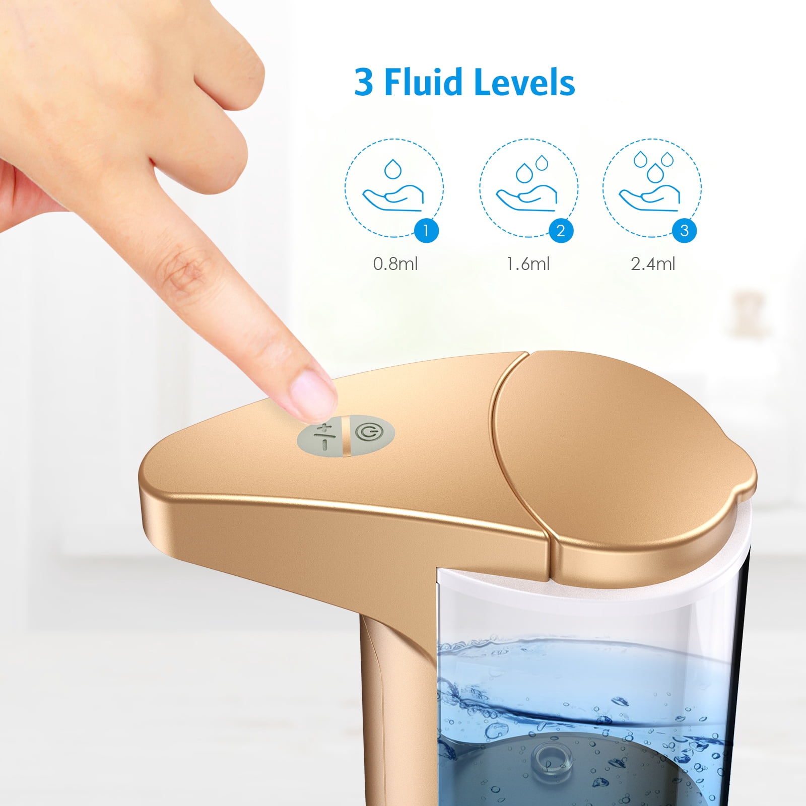 Soap Dispenser, AMIR Hand Soap Dispenser Waterproof Liquid Soap Dispenser Automatic Soap Dispenser for Kitchen Bathroom Toilet
